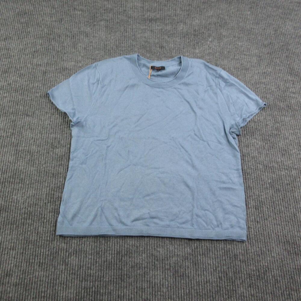 Quince Sweater Womens L Blue Lightweight Cotton Viscose Cashmere Crew Neck NWT